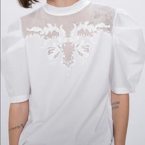 Zara White Rubberized Yoke Top